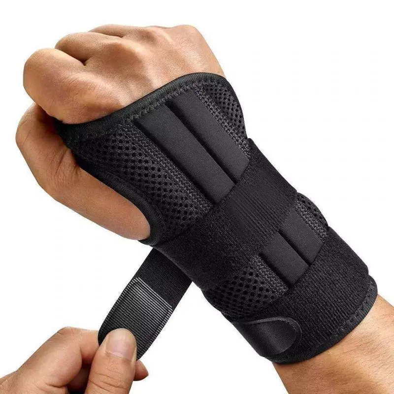 Adult Adjustable Steel Plate Fixed Brace Wrist Wrap, Pressure Relief Workout Gear for Tenosynovitis, Black Fitness Sports Wrist Support Palm Guard (Sports & Outdoor Accessory)