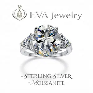 [EVA Jewelry] Oval 9CT 925 Sterling Silver Synethic Moissanite Ring