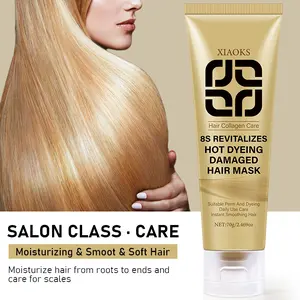 XIAOKS 8-Second Sulfate-Free Collagen & Keratin Deep Conditioner (2.46 oz) - Coconut Oil & Hyaluronic Acid, Moisturizer for Dry Damaged Bleached Permed Hair, Hydrating Repair Youth Frizz Haircare Treatment Set hair growth morning smooth shine