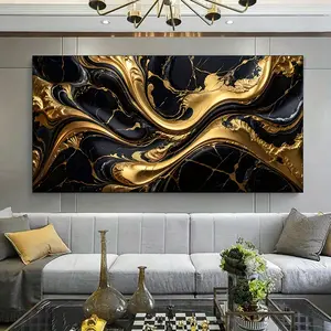 1 piece framed canvas painting - modern black and gold marble wallpaper canvas painting art room, modern canvas poster, suitable for living room, bedroom, office decoration