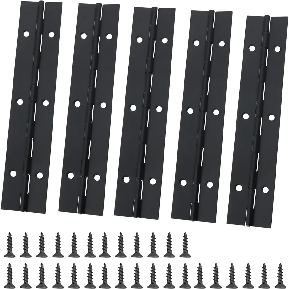 5 PCS Stainless Steel Continuous & Piano Hinges for Cabinet Door, Heavy Duty Nickel Finish, with Screws