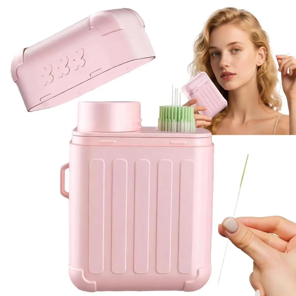 Ear Piercing Cleaning Kit - Ear Cleaning Kit with 240 Disposable Floss, 15ml Gentle Aftercare Solution, Lightweight Earwax Cleaner for Adults