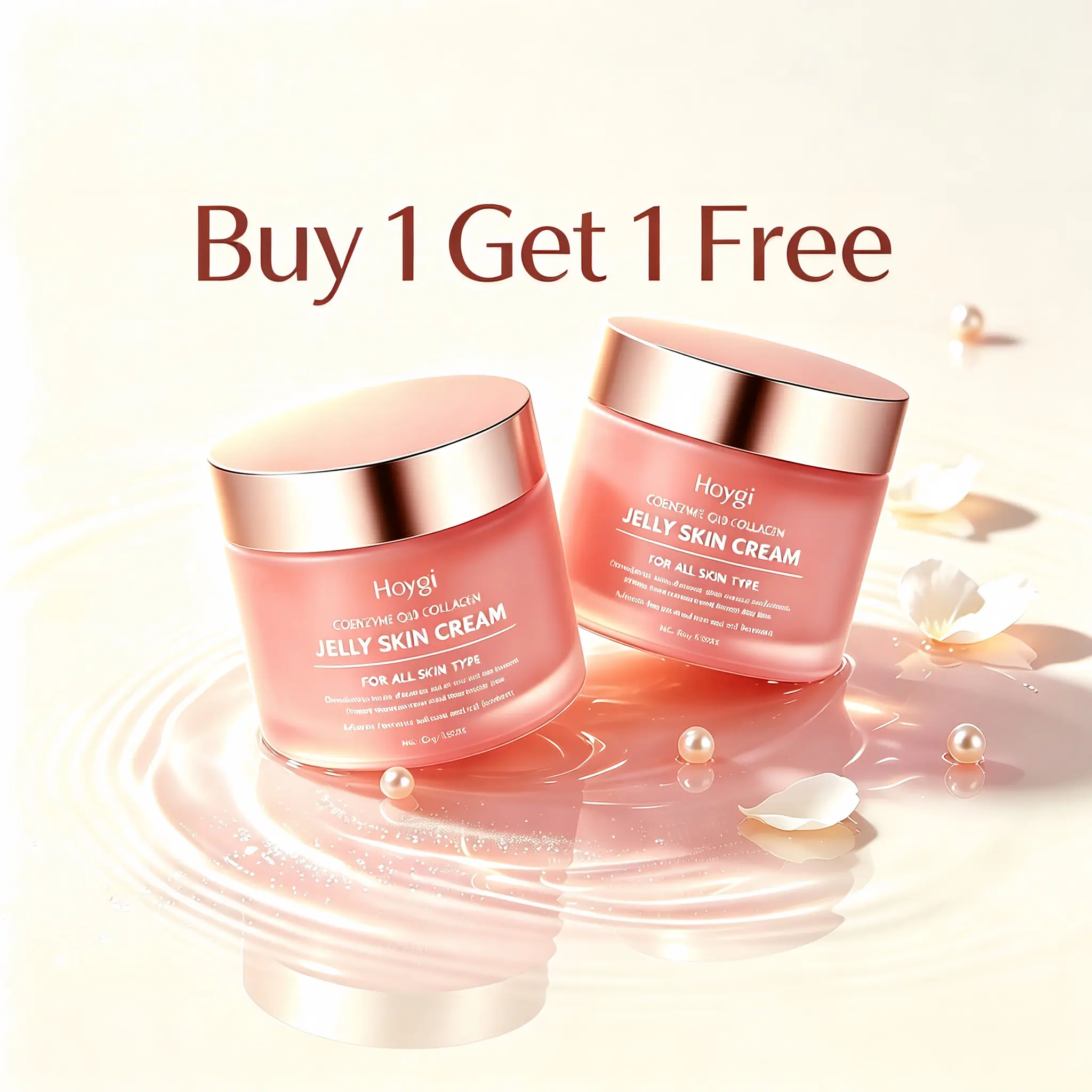 【Buy 1 Get 1 Free】Collagen Jelly Face Cream - Daily Mild Dewy Skincare, Deeply Hydrating Moisture Repairing Firming Brightening Lightweight Facial Moisturizer for Smooth Radiant Complexion, Soothing, All Types, Free Irritants, Face Neck, Oil