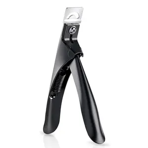 Acrylic Nail Clippers, Professional Stainless Steel Edge Cutter for False Nail Tips, Salon & Home Use Sharp Blade Clip Manicure Tool, Black