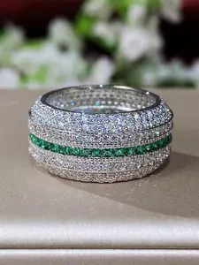 1 PC Fashion Green Cubic Zirconia Round Engagement Ring For Women Wedding Engagement Party Valentine's Day Gift