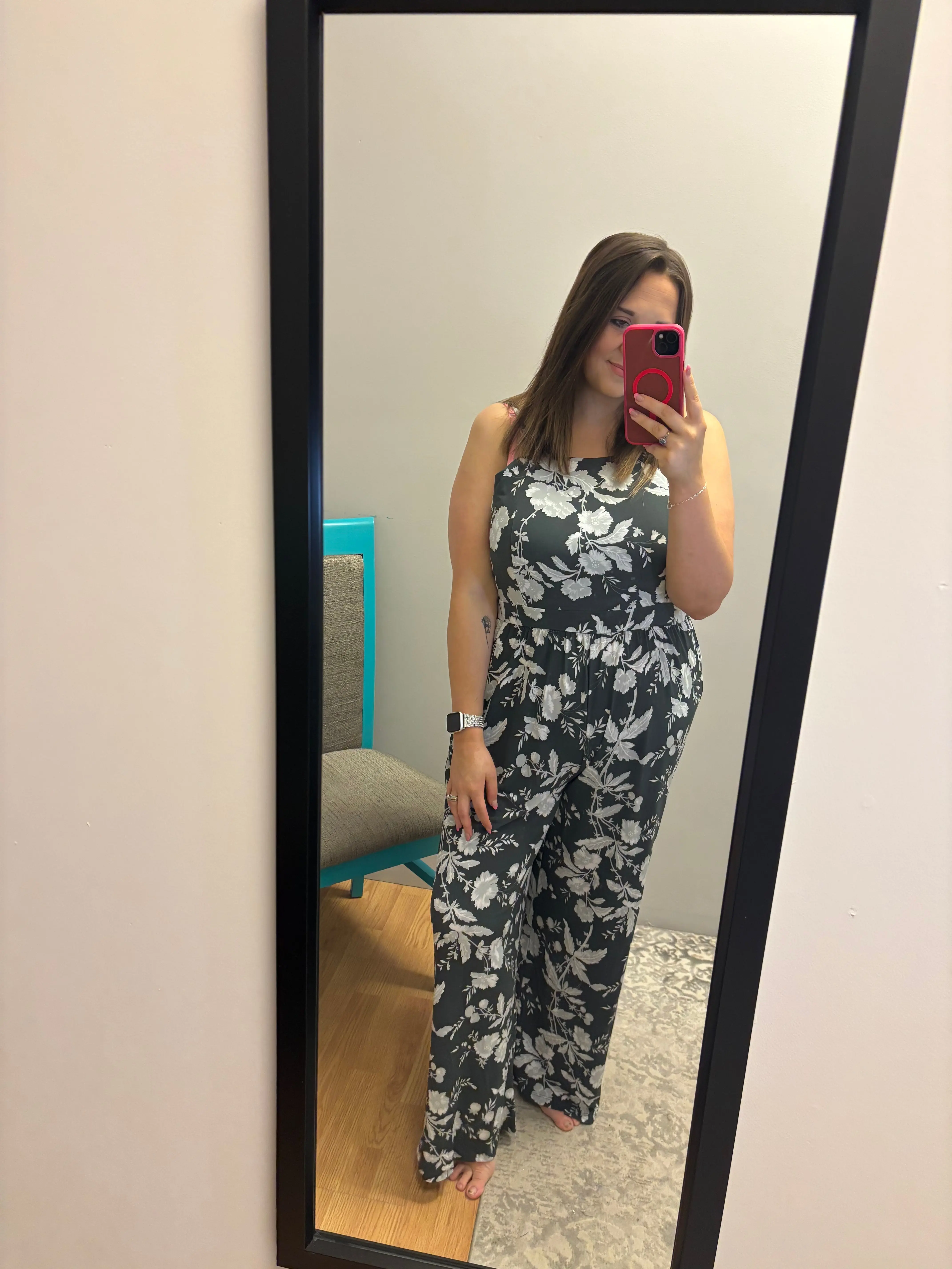 Plus Grey Floral Jumpsuit