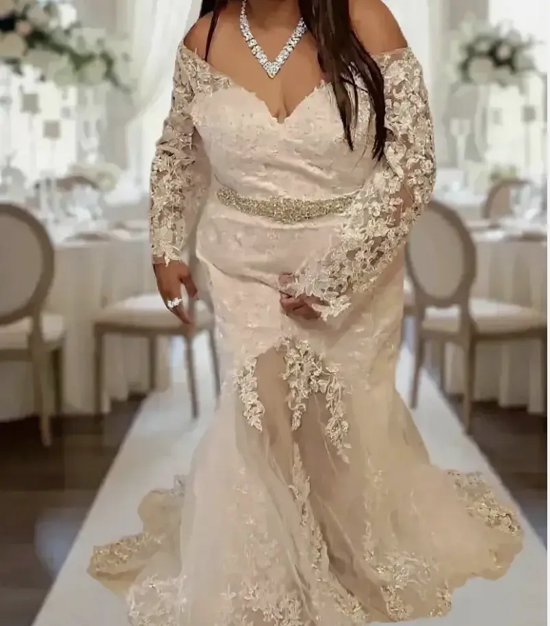 Wedding Dress With Long Sleeves Size 20/22 Glamorous Stylish Plain Summer Dress for Weddings Elegance Fits Basic Minimalist