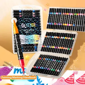 24-96 Color Dual Tip Glitter Markers, Metal Glitter Fine Point Watercolor Pens, Ideal for Adult DIY Crafts, Birthday Cards, Mugs, Stones