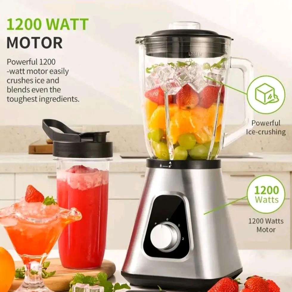 SHARDOR 1200W 2-in-1 Blender for Kitchen Convenience - 52 Oz Countertop & 22 Oz Personal Combo, 6-Leaf Blade, 2 Speeds & Pulse Function, Self-Cleaning for Smoothies, Sauces