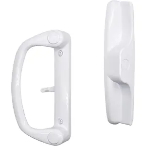 Sliding Glass Patio Door Handle Replacement Set Only Non-Keyed Pull Handles, Fits 3-15/16" Hole Spacing, 1-1/4" to 2" Thick Doors, Non-Handed, White