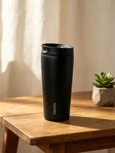 Owala 20oz insulated stainless steel coffee pot, reusable iced coffee cup, hot coffee travel cup, BPA free, black