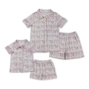 GSSO1148-Matching PJs  Mom & Me Pink Floral Comfort Pajamas Soft & Comfy Womenswear Nightwear Blue Love