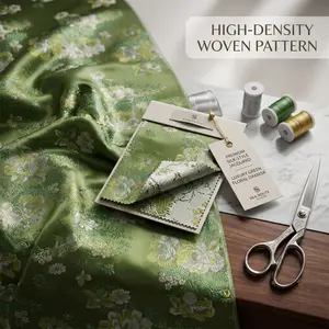 1 Piece Chinese Ancient-style Imitation Song Brocade Jacquard Satin Fabric, Elegant Floral Fabric. Suitable for DIY Hair Clips, Neo-Chinese Style Coats, Opera Costumes, Handmade Bags and Sachets. Width29.5 Inches, Length: 36/108/180 Inches