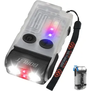 V20 LED EDC Flashlight with Clip,180 ° Head Swivels,Super Bright USB C Mini Pocket Keychain Flash Light with Red COB Light-14 Mode,IP67,,110DB Buzzer(White)