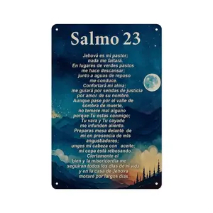 8×12 Inch Metal Psalm 23 Salmo 23 Spanish Bible Verse Aluminium Sign, Rustic Christian Wall Decor, Pre-drilled Scripture Art for Home Church, Faith Religious Gift Ornament