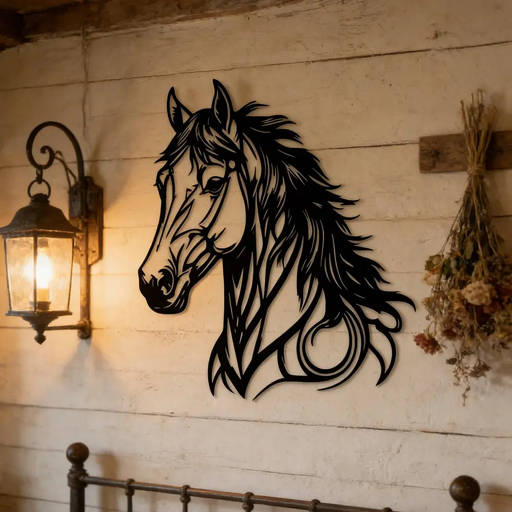 Horse Head Design Wall Decor, Modern Home Decor, 1 Count Iron Hanging Decoration, Wall Art for Home Living Room Bedroom, Festive & Party Supplies, Hangable, Western Wall Art, Art Work For Wall Decor, Aesthetic Wall Decor