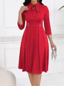 Spring Summer Women's Dress, Tie-Waist Elegant, St Patrick's Day Party, Wedding Season, Business Office Wear, Long Blue Dress