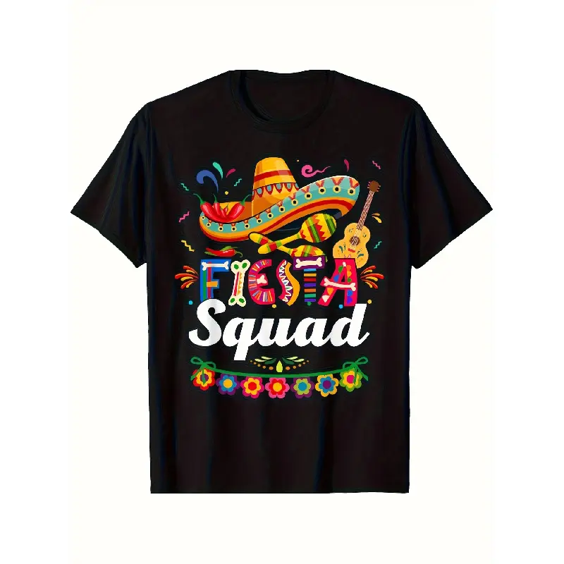 Men's Cotton Cute Retro Graphic Print Short-Sleeve Round Neck T-Shirt - Cinco De Mayo Party New Year Casual Streetwear, Comfy Summer Basic, Vintage