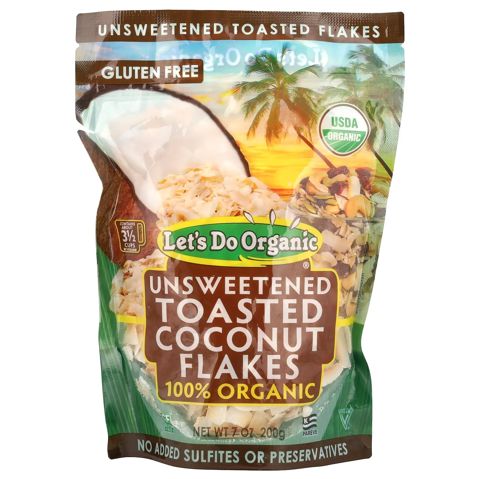 Let's Do Organic, 100% Organic Unsweetened Toasted Coconut Flakes, 7 oz (200 g) Let's Do Organic, 100% Organic Unsweetened Toasted Coconut Flakes, 7 oz (200 g)