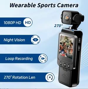 Popular Travel Camcorder: A handheld camcorder featuring a 270° rotatable screen, 1080P HD resolution, a 6x zoom lens, night vision capabilities, built-in Wi-Fi, and a rechargeable battery—it is an essential tool for selfies and vlogging