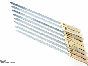 G & F Products 17-Inch Long, Large Stainless Steel Brazilian-style BBQ Skewers with hardwood Handle, Kebab Kabob Skewers, 3/8 Inch Wide Blade, Set of 8 Skewer with heavy-duty Travel Bag Utensils Engraved