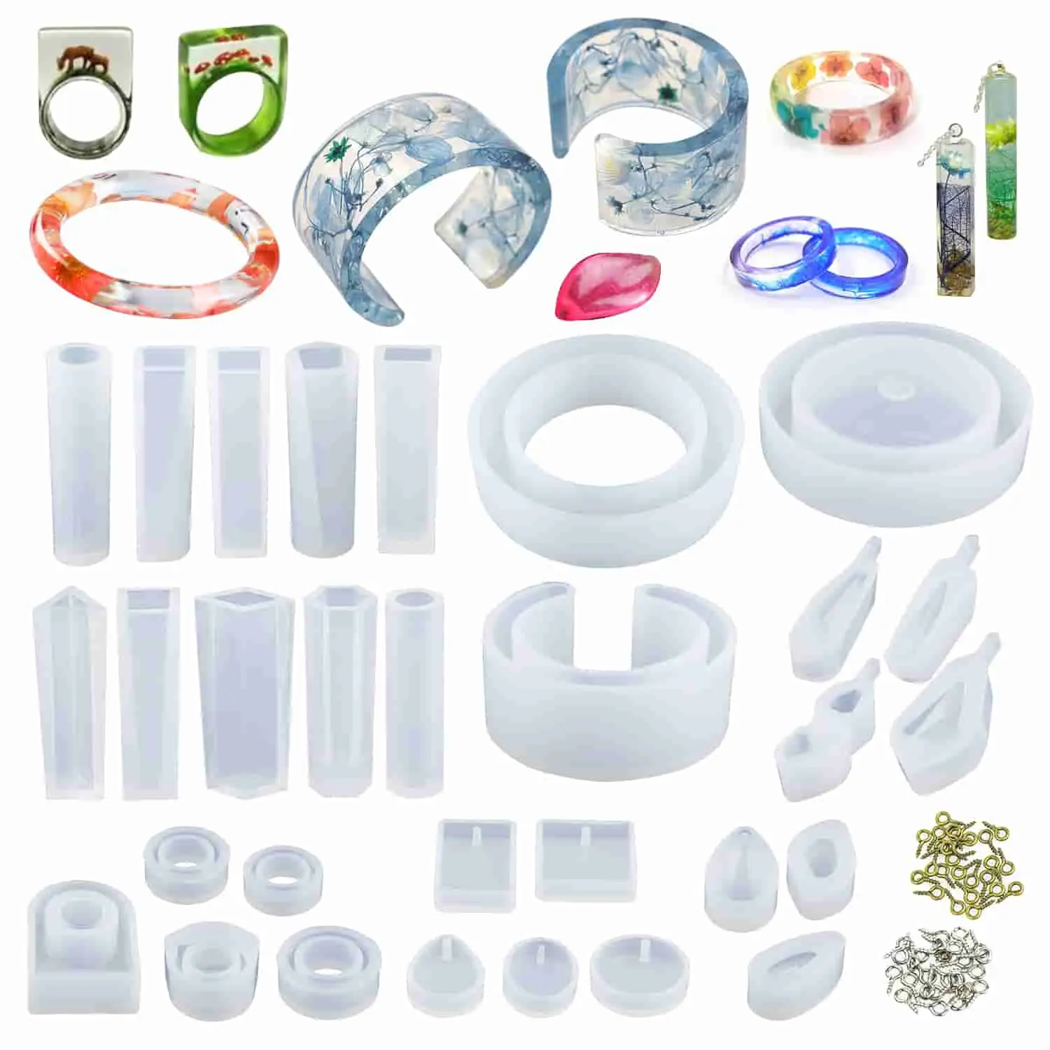 30 Count Resin Silicone Jewelry Molds kit with Bracelet Molds, Pendant Molds,Ring Molds for Epoxy Resin, Jewelry, Art, Gift Crafts - LET'S RESIN 30 Count Resin Silicone Jewelry Molds kit with Bracelet Molds, Pendant Molds,Ring Molds for Epoxy Resin, Jewelry, Art, Gift Crafts - LET'S RESIN