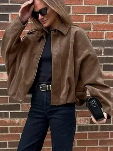 Aviator Jacket Woman New In Coats And Jackets Casual Zip Up Winter Jacket Oversized Pilot Cropped Fit 2026 Streetwear Short Outerwear for Casual Wear