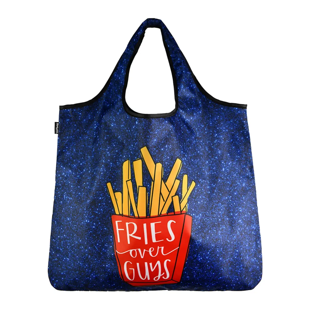 Yay Novelty 4324 High-Capacity Eco-Friendly Stylish Reusable Shopping Tote - Lightweight, Versatile, Functional Polyester Foldable Bag - 16"w x 22"h, 55lbs Max, Fries Print, for Everyday Errands, Beach - Eco-Conscious Consumers, Book Club