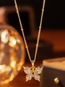 New Sparkling Zircon Butterfly Pendant Necklace, Elegant Fashion Jewelry for Women, Perfect Gift for Valentine's Day/birthday