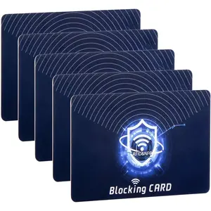 5 count RFID Blocking Card, Protection Entire Wallet and Purse Shield, Contactless NFC  Debit Credit Card Protector Blocker (Blue)