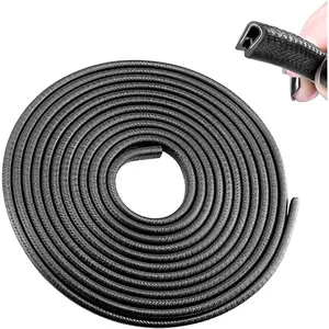 Door Edge Guards, Universal Rubber Seal Protector, U Shape Edge Trim, Black, 16FT