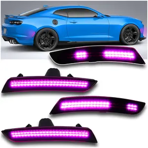 Smoked LED Side Marker Lights for 2016-2023 Chevy Camaro -  Pink/Purple Front & Rear Dynamic Sequential Turn Signals | Plug & Play 4-Piece Direct Fit