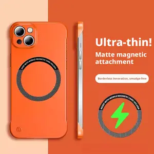 Frosted Borderless MagSafe Magnetic Cellphone Casing, Ultra-Thin Lightweight Shockproof Polycarbonate Cover, Wireless Tech Accessory for Mobile Devices with Protection