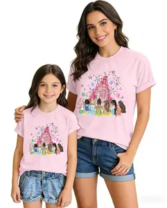 Women's and children's tops featuring colorful castle patterns, inspired by classic princess movies, princess cartoons, famous fairy tales, and princess magic kingdoms, are fun, cute, and full of holiday spirit.