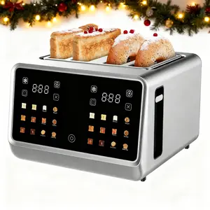 Smart Extra Wide Slots Toaster with Bagel Cancel Defrost Reheat Functions 4 Slice Touch Screen Stainless Steel Digital Toasters 6 Bread Types 6 Shade Settings Home Gift Bread Machine - Household Appliances