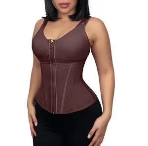 SHAPSHE Waist Shapewear Corset for Women Tummy Control Sport Workout Body Shaper Vest for Women Gym Zipper and Hooks