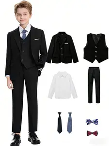 8-Piece Formal Slim Fit Boys Suit Set (100-150cm) | Perfect for Toddlers, Kids, Teens & Young Adults | Ideal for Weddings, Graduations, Church & Special Occasions | Great Gift - 19133