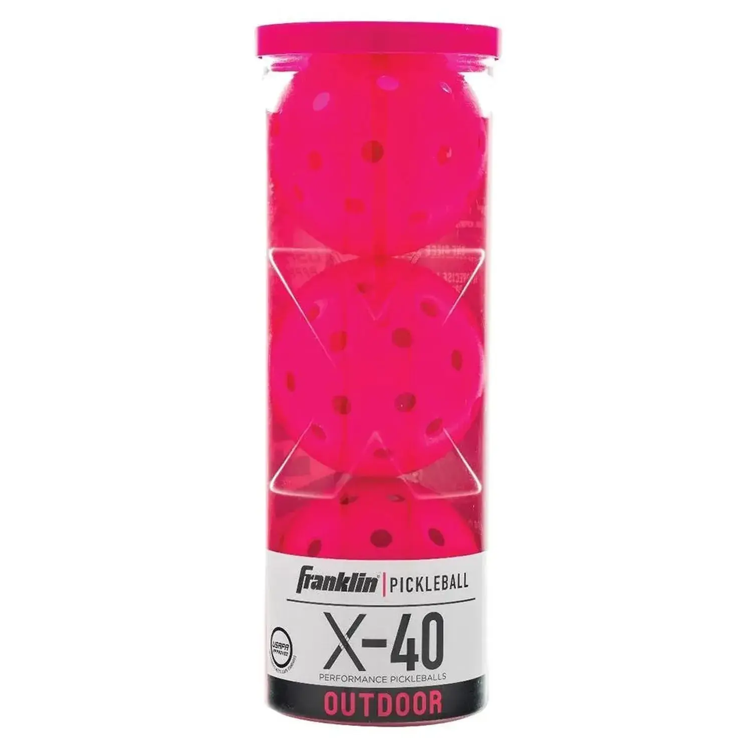 X-40 Outdoor Pickleballs, 3-Pack Pink, Machine Drilled, Official Ball of US Open, Consistent Performance for Pickleball Players, Usapa Approved
