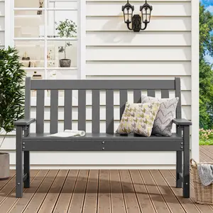 YITAHOME Garden Bench, All Weather Outdoor Bench for 2-3 Persons, Fade/Rot Resistant Patio Bench for Park, Porch, Patio & Backyard