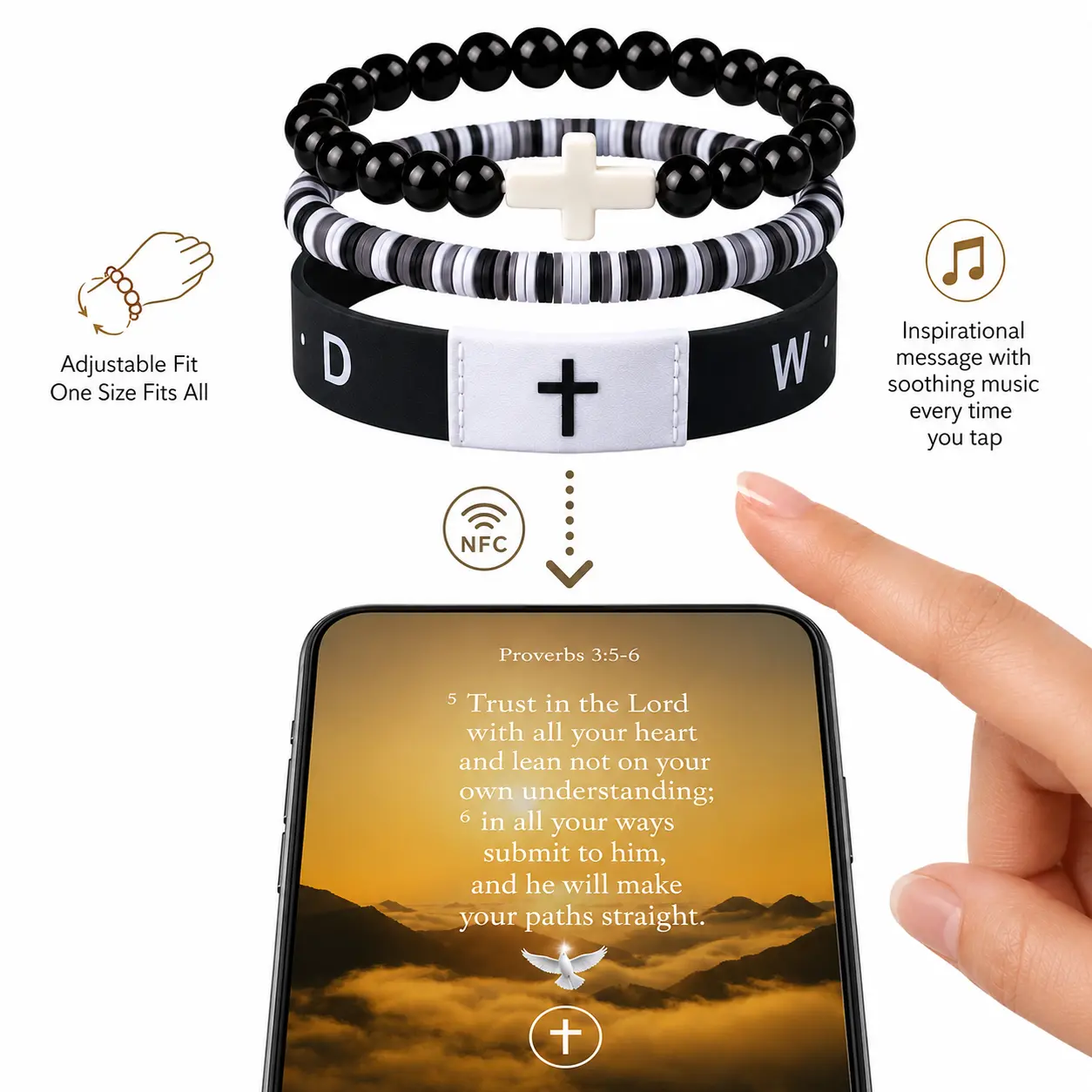 Christian Scripture Wristbands, WWJD Bible Verse Scan Bracelets, Religious Gifts for Men Women, Christmas  Religious Faith Scripture Gifts for Women Men Stackable Fashionable