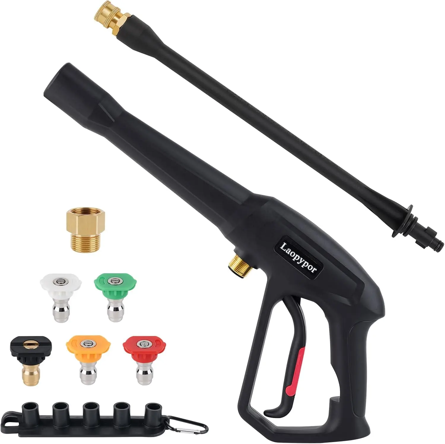 Pressure Washer Gun with Extension Wand,Pressure Washer Parts with 5 Spray Nozzles Compatible with for Karcher,Ryobi,Greenworks,Electric Power Washer-4000 PSI MAX