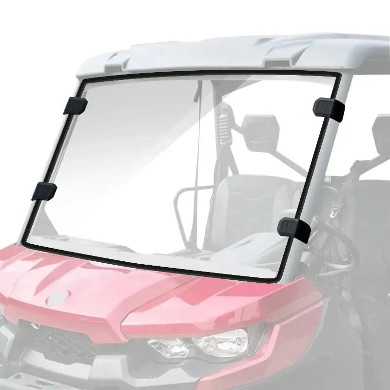 StarknightMT 5 mm Thick Rubber Polycarbonate Windshield - Scratch-Resistant, Watertight, UV-Proof, Clamp Mount Defender Full Front Windshield for Can Am Defender MAX HD5 HD8 HD10 2016-2026, Enhances Driving & Riding Safety