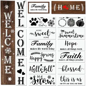 Letter stencils for painting on wood, canvas, and more — reusable large alphabet welcome calligraphy font suitable for home front door porch outdoor decoration, fabric, chalkboard, plastic