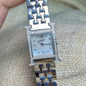 Hermes Vintage Quartz Stainless Steel 21mm White MOP Dial Diamond 13584820