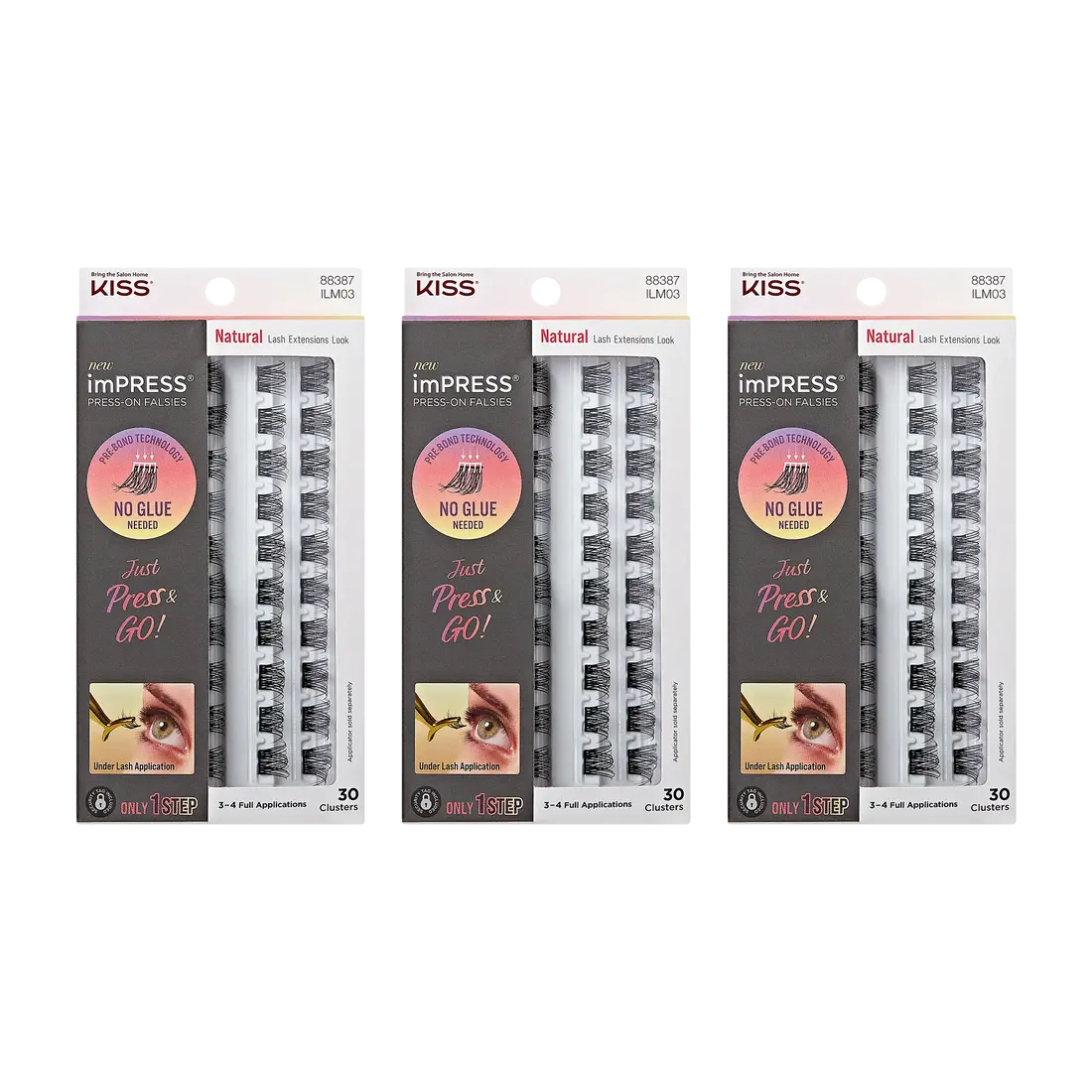imPRESS Press-On Falsies 3-Pack Natural Clusters Bundle