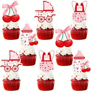 1 PCS Cherry Gender Reveal Cupcake Topper Cherry on Top Cupcake Topper Fruit Gender Reveal Party Cake Decorations for Gender Reveal Party Supplies