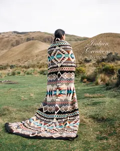 Peace in the Valley Alpaca Blanket Handmade Geometric Design 74x94 Inches Queen Size Warm & Luxurious