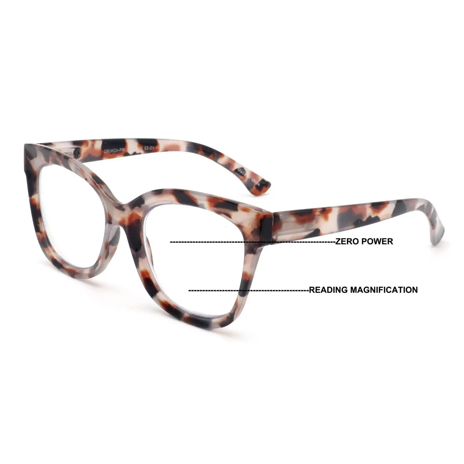 Women Large Oversized Progressive Clear Bifocal Reading glasses - No Line or Bubble CR06
