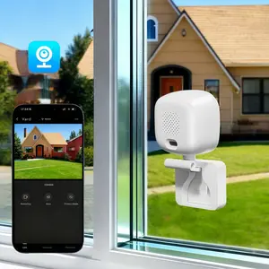 Smart Window/Wall Security Camera, 1080P HD Video, IR Human Detection, Infrared Night Vision & Two-Way Talk, 2.4G WiFi Mobile Control, 24/7 Continuous Recording, Easy Peel-Stick Installation, Indoor/Outdoor Use,Minimalist Design, Wireless Security Cameras