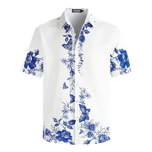 TIXMIE Menswear Short-Sleeve Button-Down Hawaiian Shirt, Tropical Floral Casual Shortsleeve Top for Summer Vacation, Beach Wear，The Perfect Father's Day Gift，good graphic tees，cotton graphic tees，shirt，camo